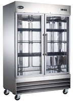 Heavy Duty Commercial 47 cu ft Stainless Steel Glass Door Reach-In Freezer (2 Door)