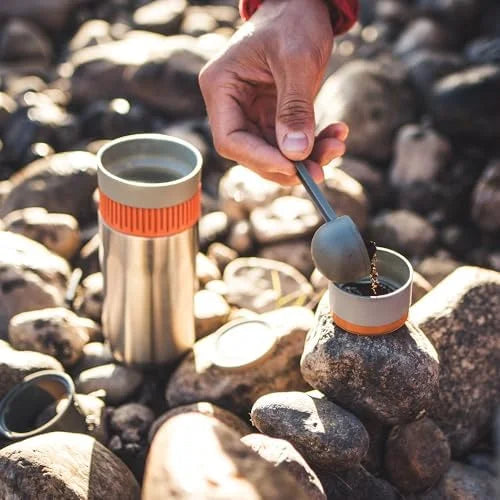 Pipamoka Portable Coffee Maker, Coffee brewer, All-in-one Vacuum Pressured .Insulated Travel Mug, Hand Powered and  Pressure Brewer, Stainless Steel Thermo Cup, 10 fl oz