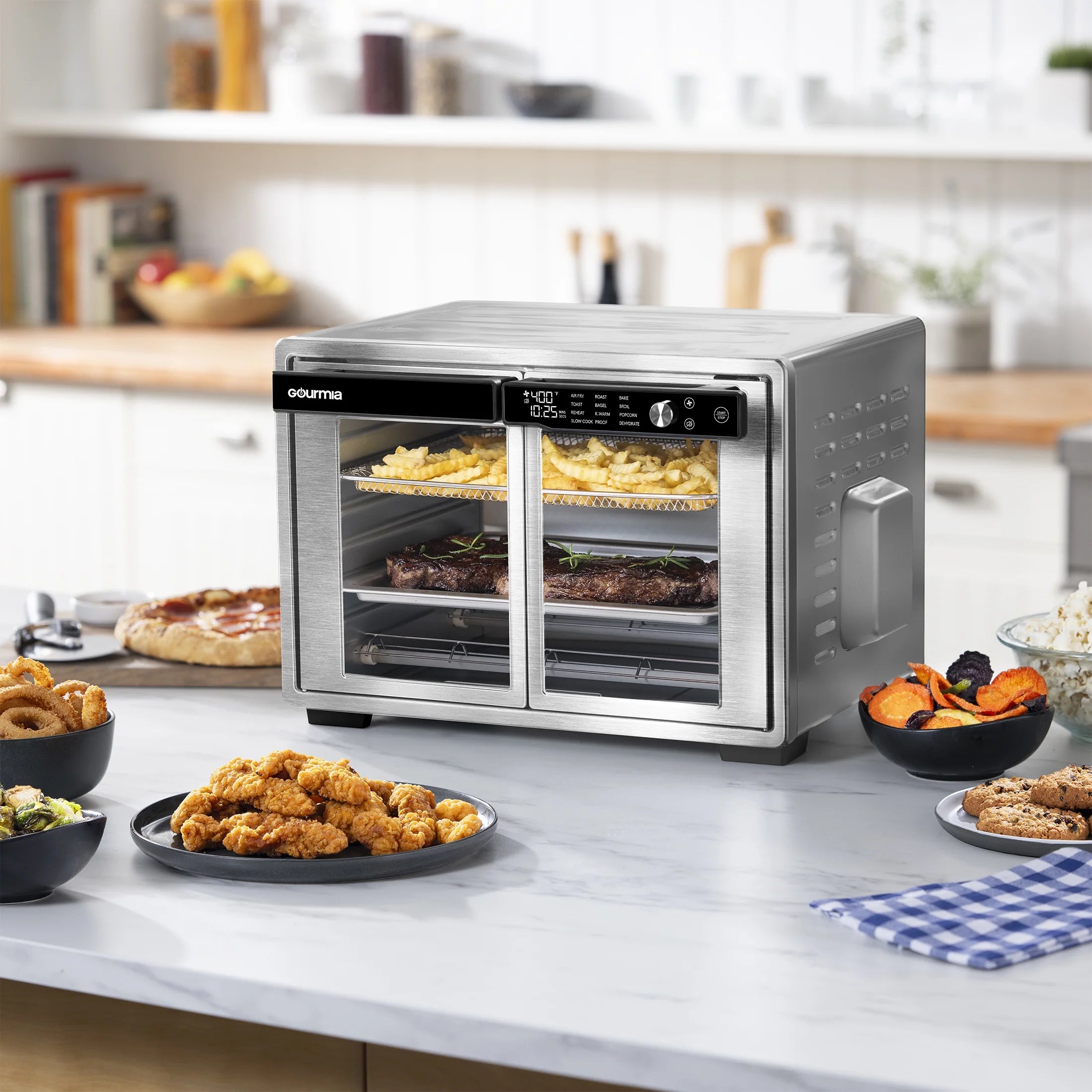 Gourmia 1700W 9-Slice Digital Toaster Oven Air Fryer, 12 Cooking Preset, 35L, Stainless Steel