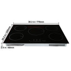 KFFKFF Electric Range, 5 Elements, 30'' Built-in Induction Cooking Surface, 9200W, 9 Power Settings, LED Display, Safety Lock & Heat Guard