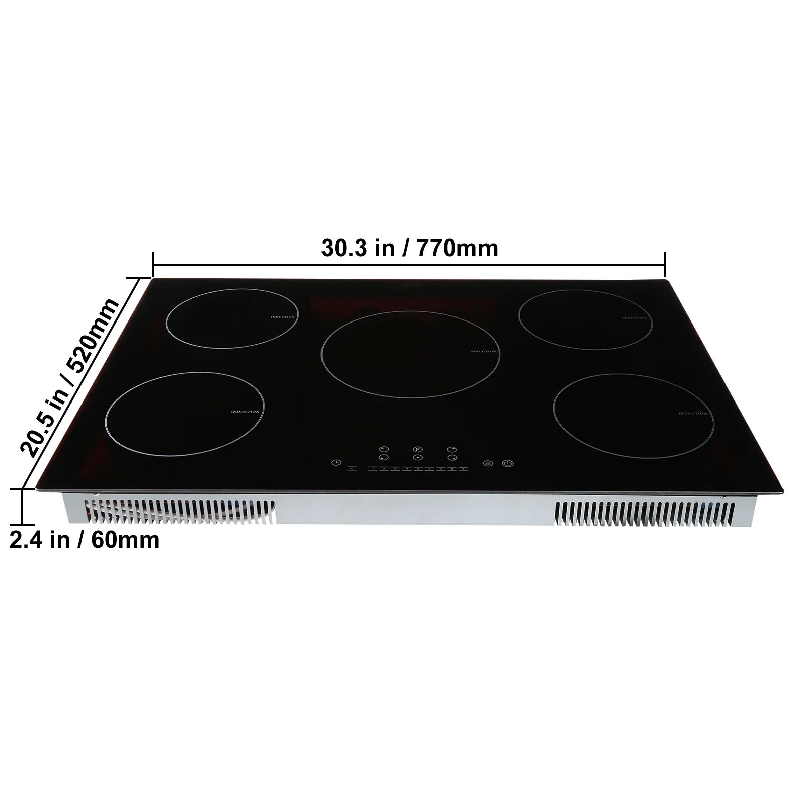 KFFKFF Induction Cooktop, 5 Heating Elements, 30'' Electric Stove, Integrated Magnetic Cooktop 9200W, 9 Heat Settings, LED Touch Display with Child Safety Lock & Overheat Protection