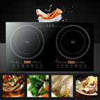 2400W 110V Electric 2-Burners Built in Dual Induction Cooking Cooker Cooktop Countertop