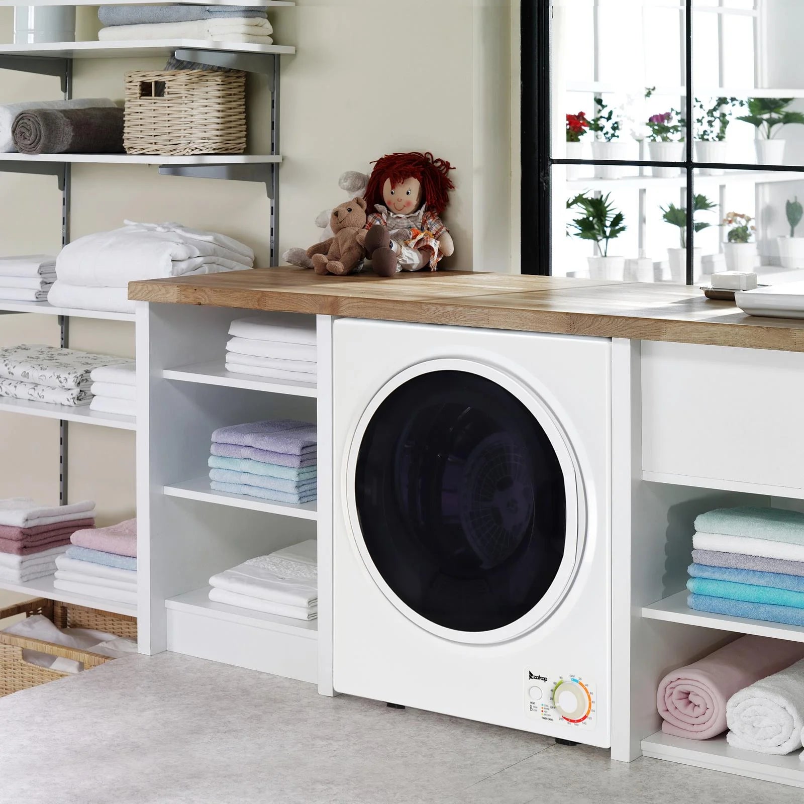 Zimtown 1.6 cu ft 110 V White Electric Compact Clothes Dryer