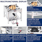 52QT Seafood Boiling Kit, 200,000BTU Propane Burner And Stainless Steel Crawfish Boil Pot w/Basket and Steamer Rack, For Outdoors Cooking and Steaming, Large Turkey Fryer Pot, Lobster Shrimp Pot