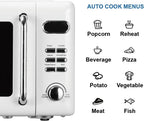 Countertop Microwave Oven with Push Button Control, LED Display, 700W 5 Power Levels, 8 Auto Menus, Glass Turntable and Child Safety Lock, 0.7-inch��Thunderbird Blue