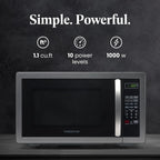 Farberware Stainless Steel Countertop Microwave Oven with Child Lock, 1.1 Cu Ft Black Stainless