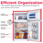 Frigidaire Retro 3.1 Cu ft Two Door Compact Refrigerator with Freezer, Red