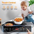 Electric Double Induction Cooktop, 1800W Portable Induction Cooktop with 2 Burners