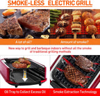 Techwood Indoor Smokeless Grill, 1500W, Black, Electric Portable Korean BBQ Grill with Tempered Glass Lid