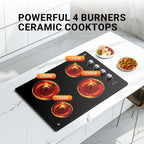 30 Inch Electric Cooktop 4 Burners, Sumaki Built-in Electric Burner with 4 Burners, 240V Power Control by Knob, 7000W Electric Stove with Hot Surface Indicator