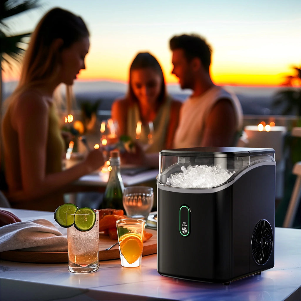 Philergo Nugget Ice Maker Countertop, Pebble Ice Maker with Soft Chewable Ice, 35 lbs/24 Hrs for Home, Kitchen, RV, Camping, Silver