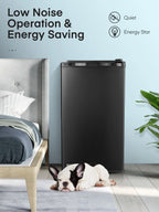 3.2 Cu. ft Refrigerator for Home, Fridge with Freezer for Bedroom, 31"D x 18"W x 19"H, Black