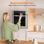 Empava 24 inch Electric Single Wall Oven 10 Cooking Functions with Convection - Touch Control in Stainless Steel