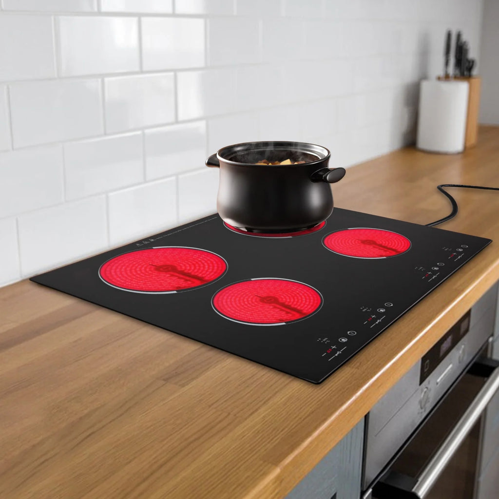 Built-in Cooktop 3000W, Electric Stove Top with 4 Electric Burners, 9 Heating Level, Kid Safety Lock, Sensor Touch Control, 110V Electric Cooktop