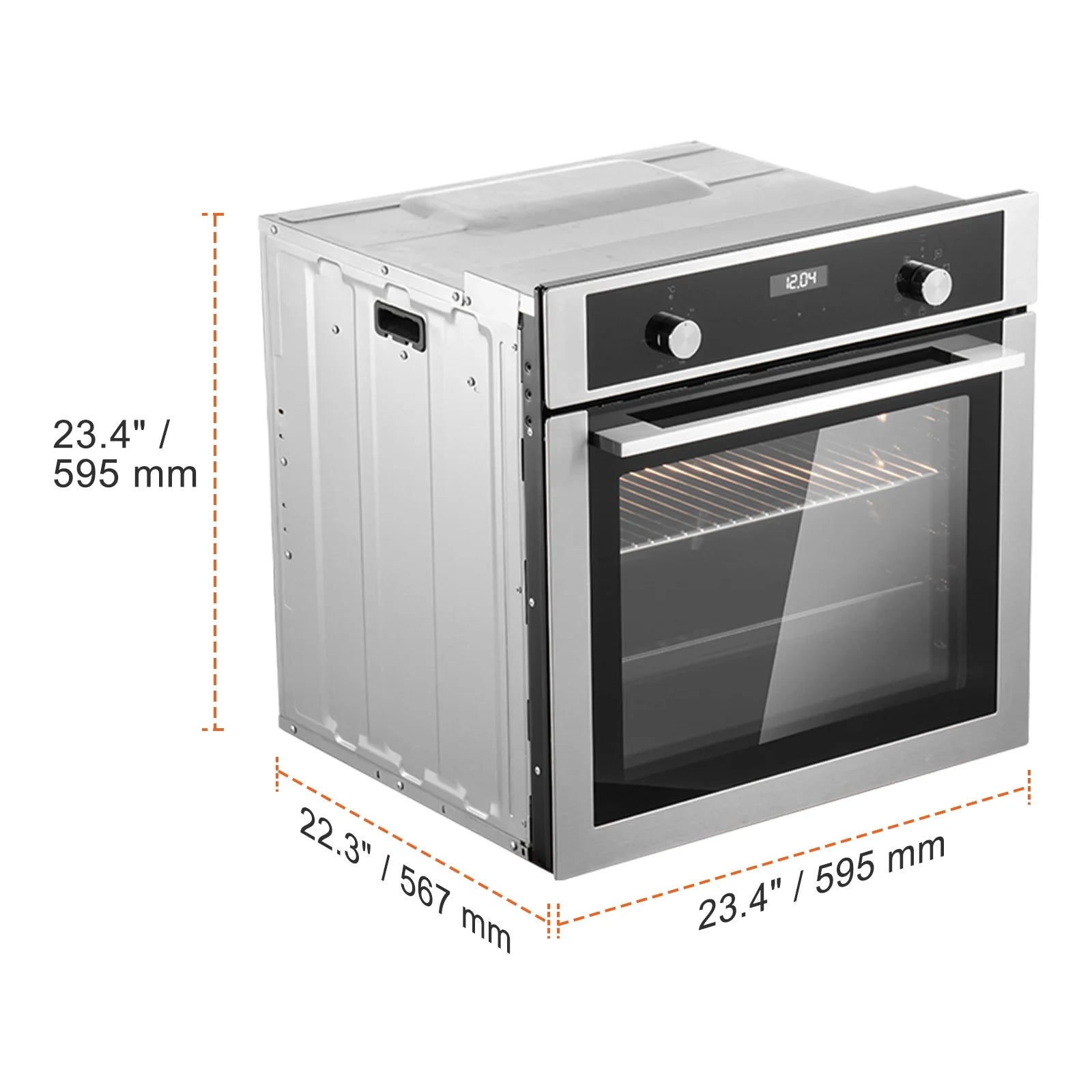 KFFKFF Single Wall Oven, 24" Electric Oven for Built-in Installation, Offers 9 Cooking Modes, 2.68 Cu.Ft Capacity, Includes Timer, 2800W Power, Comes with Baking Rack and Tray, Ideal for Any Kitchen