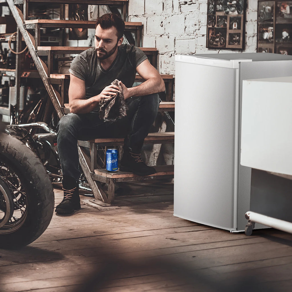 Moifoi 3.0 Cu.ft Upright Freezer, Reversible Single Door Vertical Freezers w/ Removable Shelf, Energy Saving, Silver