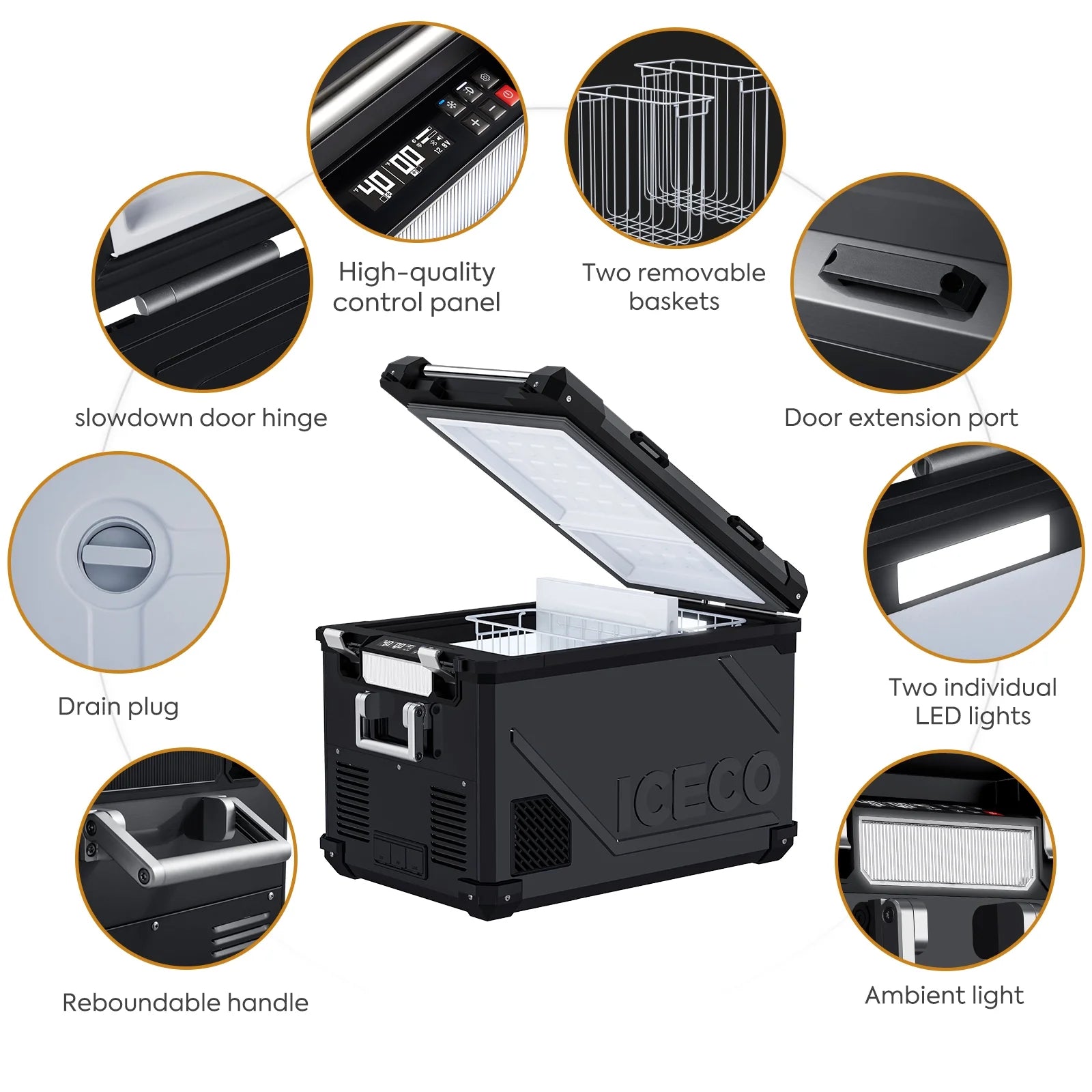 APL55 Aluminum Dual Zone 58QT Portable Cooler Black