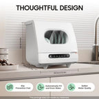 5 functions Countertop Dishwasher with 5L Water Tank,Upgrade Hot Air Dry Function,800W White Portable Dishwasher for Clean Dishes Knives Vegetables Fruits,161.6�H High Temp