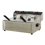 NSF 3500W Commercial Electric Countertop Fryer, Stainless Steel Commercial Deep Fryer, Dual Tank 12L