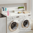 S-HOME Large Space 2-Tier Washer and Dryer Countertop with 2.75 Inch H Guard, 54 Inch W x 27.5 Inch D Topper for Laundry Room