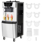 Tookss Commercial 3 Flavors Ice Cream Machine, 5.8 to 8Gal per Hour Soft Serve Ice Cream Maker,with Auto Clean, LCD Display for home Snack Bar Restaurants