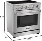30 inch Professional Electric Range with 5 Heating Elements Cooktop, 4.55 Cu. Ft. Convection Oven Capacity, Smooth Glass Top, in Stainless Steel, KOS-30RE06H (Stainless Steel)