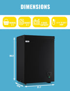 WANAI 3.5 Cu.ft Chest Freezer Small Deep Freeze with 7 Gears Temp Control Office Dorm Kitchen White