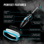 Pursteam ScrubMaster Steam Mop with Dual Scrubbing Head, LED Headlights, Adjustable Steam Control, Anti-Slip Swivel Head, Cable Holder & Upright Lock