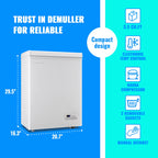 DEMULLER Deep Chest Freezer with 2 Removable Baskets Compact Mini Deep Freezers Stay-Open Lid White