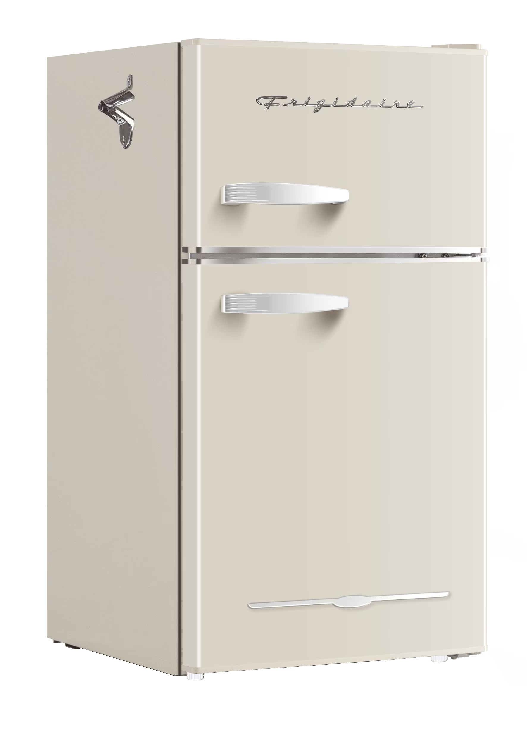 Frigidaire, 3.1 Cu. Ft. 2 Door Retro Compact Refrigerator , Built-In Side Bottle Opener, Cream