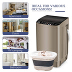 Krib B Full Automatic Washing Machine with Drain Pipe, 17.7 lbs Portable Washers with 10 Programs & 8 Water Levels, Suitable for Apartment, Dorm, Grey