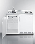 48" Wide Mobile All-In-One Kitchenette, No Plumbing Needed, white, Coil Burners