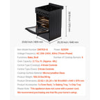 KFFKFF 24-inch Electric Range Oven, 2.7 Cu. Ft. Compact Freestanding Design, Stainless Steel Finish, Features 4 Burners, Adjustable Racks, Storage Drawer, Drip Pan, and Indicator Light, Black