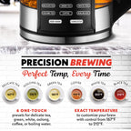 Gourmia 1.7L Programable Glass Kettle with Touch Display, Infuser, Black