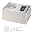 KFFKFF Automatic Ice Cream Maker with Built-in Compressor, 2-Quart Capacity, Stainless Steel Electric Gelato and Sorbet Machine, 3 Modes for Home Use