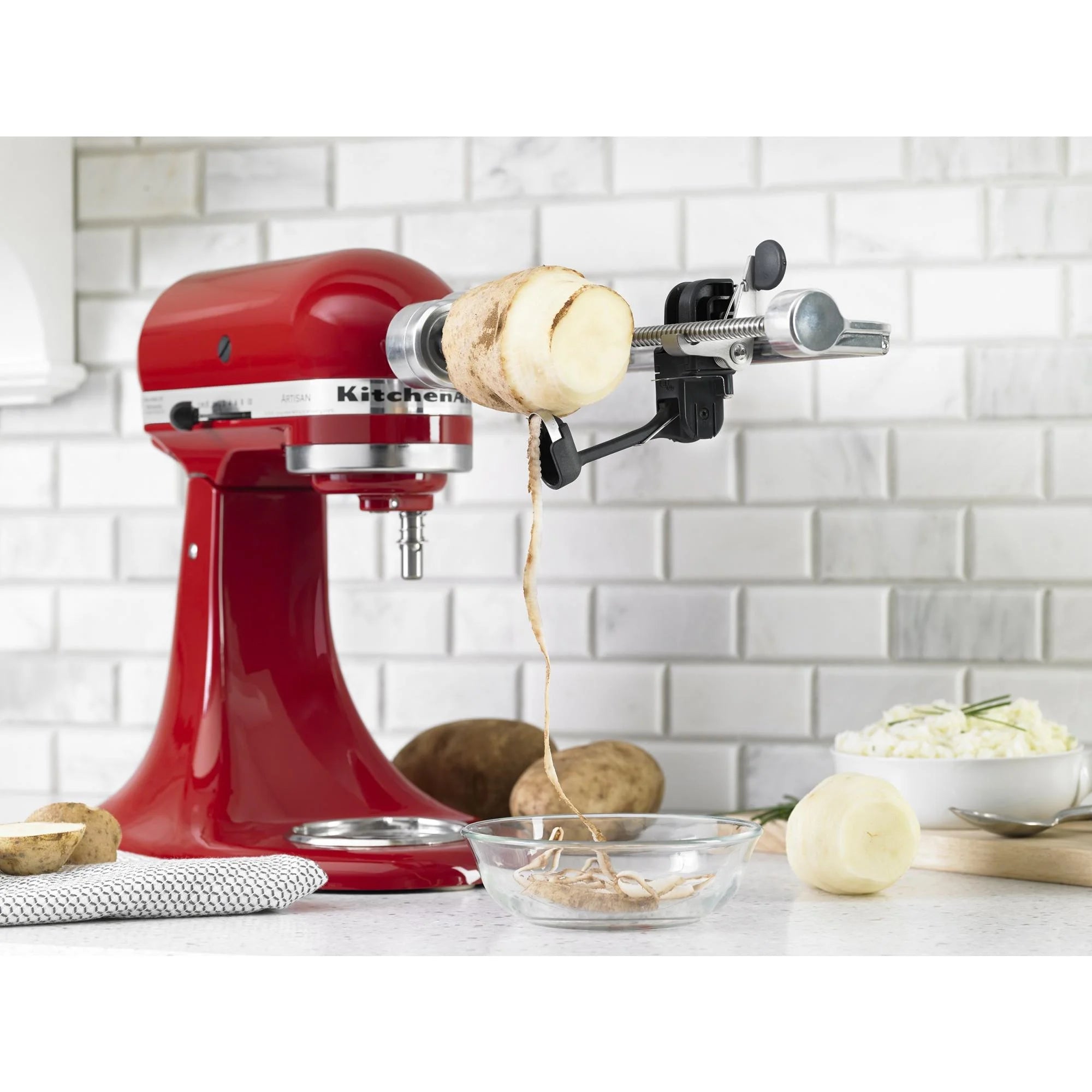KitchenAid KSM2APC Spiralizer Plus Attachment with Peel, Core and Slice, Silver