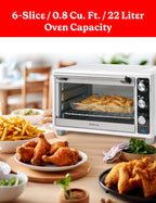 Betty Crocker Air Fryer Convection Toaster Oven, Multifunction 6-Slice Toaster and Air Fryer Oven, 0.8 Cu. Ft. 6 Slice Capacity AirFryer Toaster Oven Combo, 7 Function Convection Oven, Silver