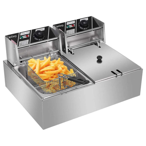 5000W 12 Liter Electric Countertop Deep Fryer Dual