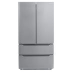 Cosmo 3 Piece Kitchen Appliance Packages with 36" Freestanding 220/240V Dual Fuel Range Kitchen Stove 24" Built-in Fully Integrated Dishwasher & French Door Refrigerator Kitchen Appliance Bundles