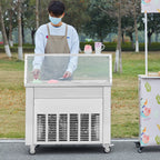 KFFKFF Fried Ice Cream Roll Machine - A Rolled Ice Cream Maker with Two 13.8x13.8 Inch Pans