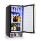 Resenkos Compact Refrigerator with Adjustable Thermostat and Stainless Steel Door-Silver, Compact Refrigerator Mini Fridge for Dorm/Bedroom/Office/Apartment, Food Storage or Drink Beer