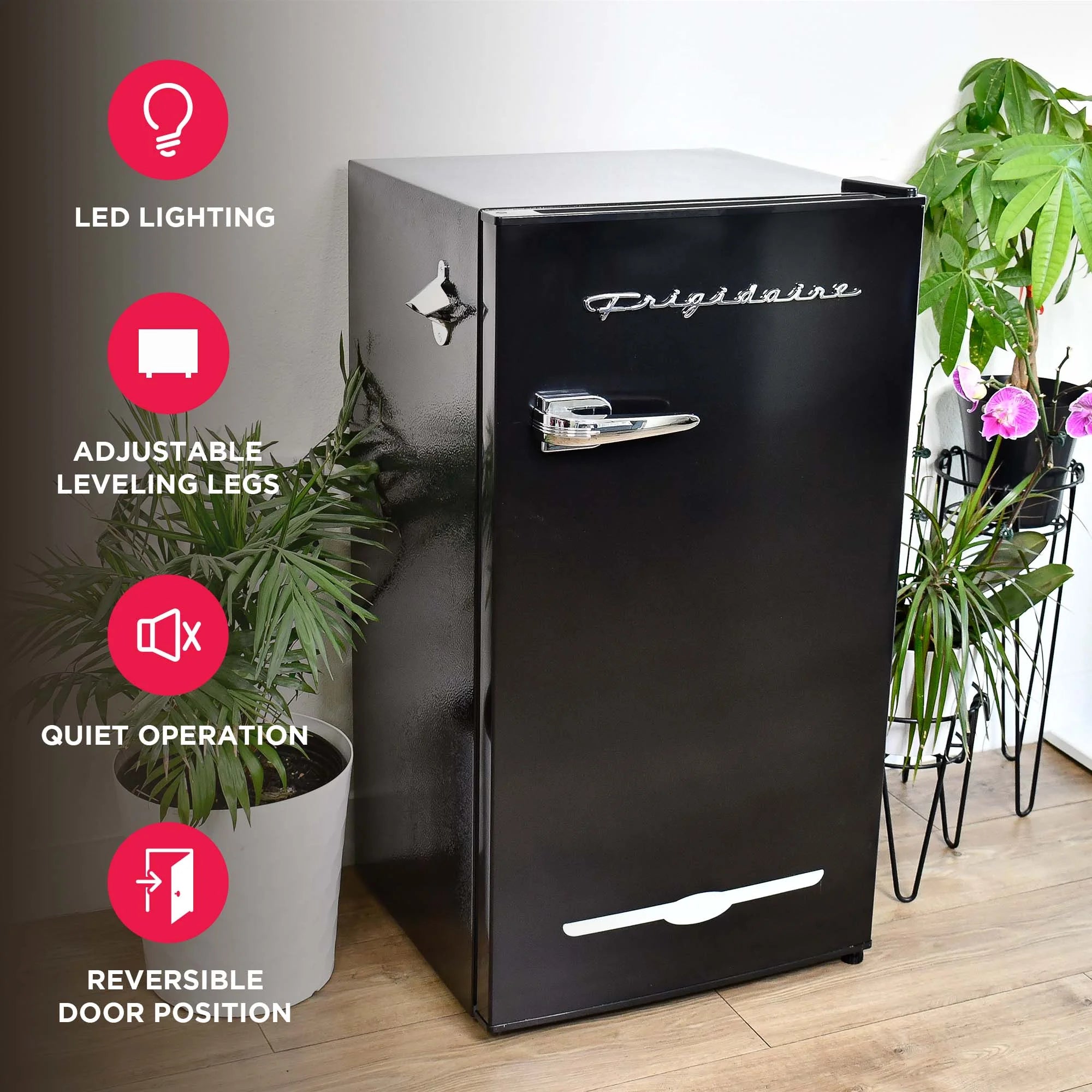 Frigidaire EFR376-C-PINK 3.2-Cu.-Ft. 65-Watt Retro Bar Fridge with Side Bottle Opener (Pink)