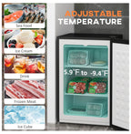 Compact Upright Freezer 3 Cu Ft - Adjustable Thermostat, Reversible Door, Mini Freezer for Apartment, Dorm, Office - Silver