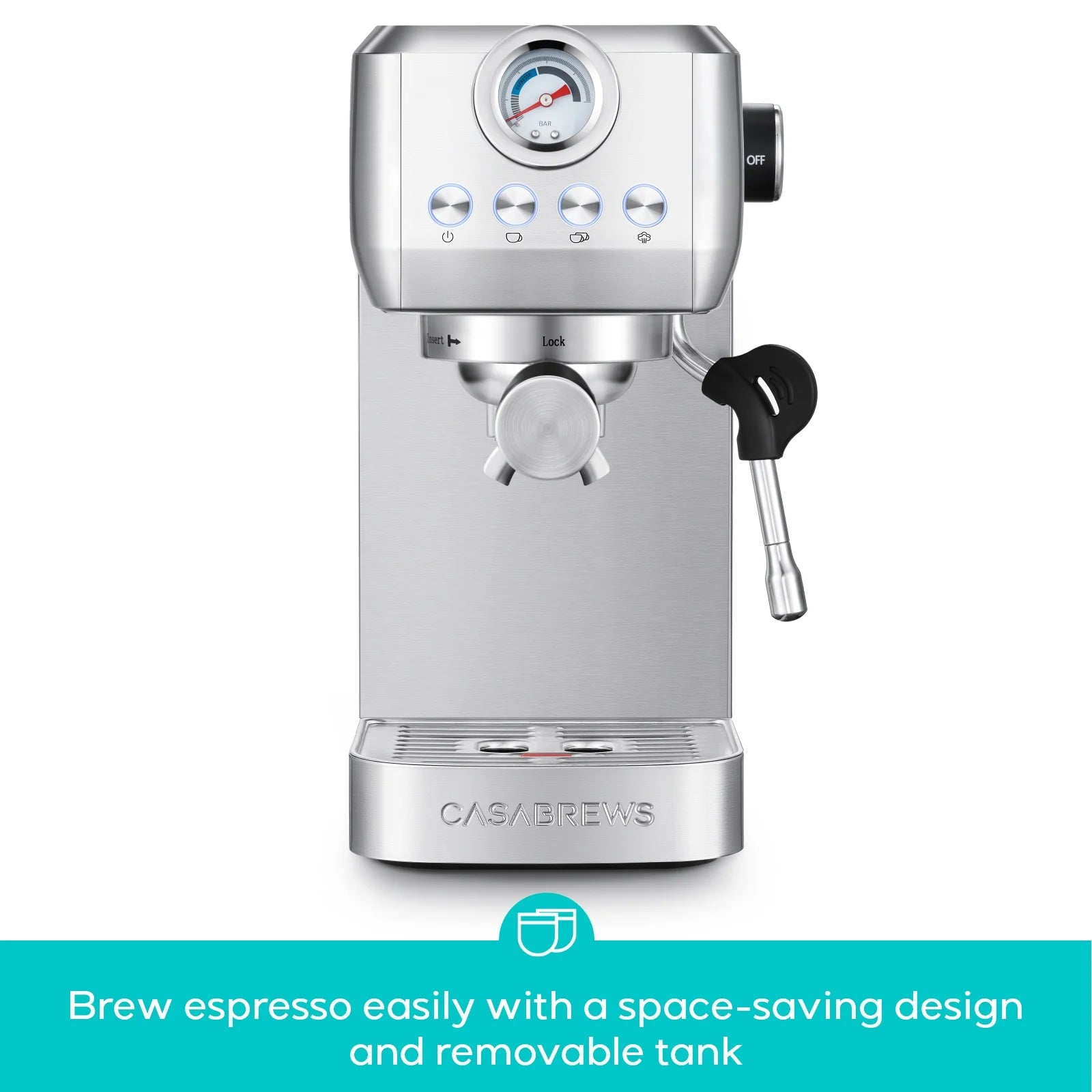 CASABREWS 3700Gense, 20 Bar Espresso Machine and Coffee Maker with Milk Frother, Silver