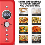 Total Chef Retro Microwave Oven, 0.7 Cu Ft, 8 Pre-Sets, 700W, Red