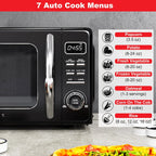 Galanz Retro Countertop Microwave Oven with Auto Cook & Reheat, Defrost, Quick Start Functions, Easy Clean with Glass Turntable, Pull Handle, .9 cu ft, Black