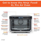 Restored Ninja DT201 Foodi 10-in-1 XL Pro Air Fry Oven, Large Countertop Convection Oven, Digital Toaster Oven, Dehydrate, Reheat, 1800 Watts, Stainless (Refurbished)