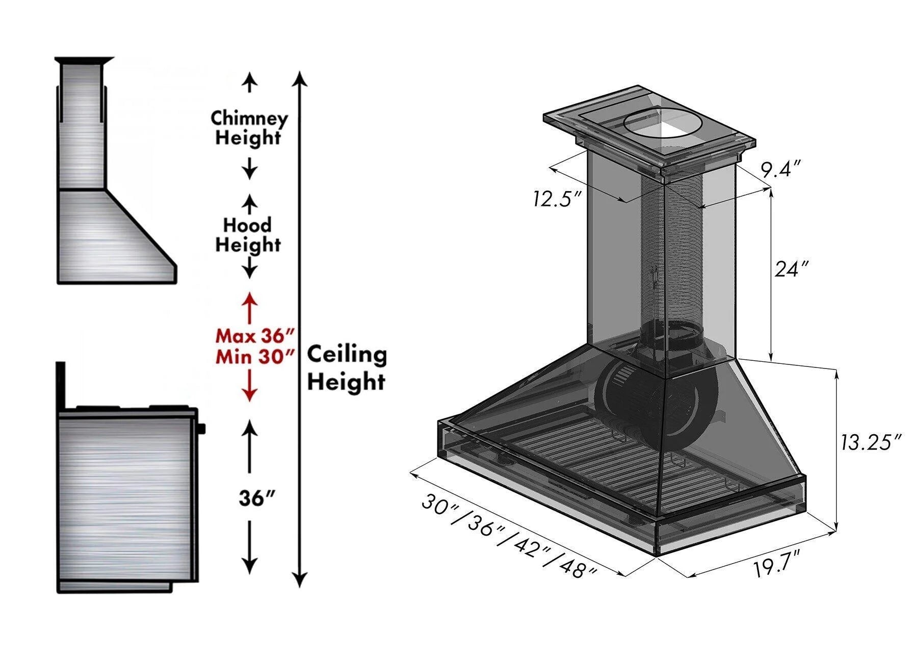 ZLINE 30 in. Unfinished Wooden Wall Mount Range Hood - Includes Motor