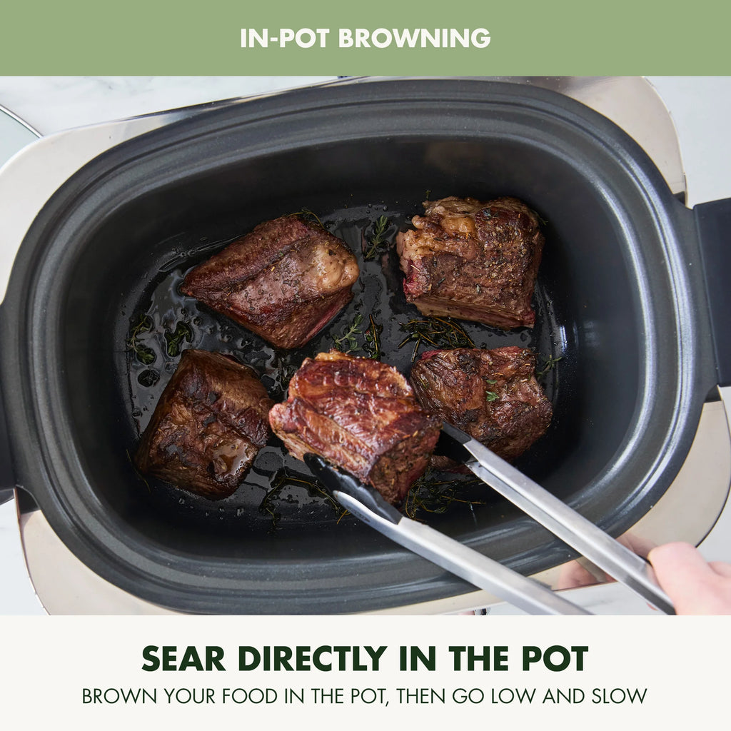 GreenPan 6-Quart, 14-in-1 Slow Cooker, Family Size, Ceramic Nonstick, Dishwasher Safe Parts, Black