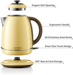 BUYDEEM K640 Stainless Steel Electric Tea Kettle with Auto Shut-off 1.7 L, 1440W (Mellow Yellow)